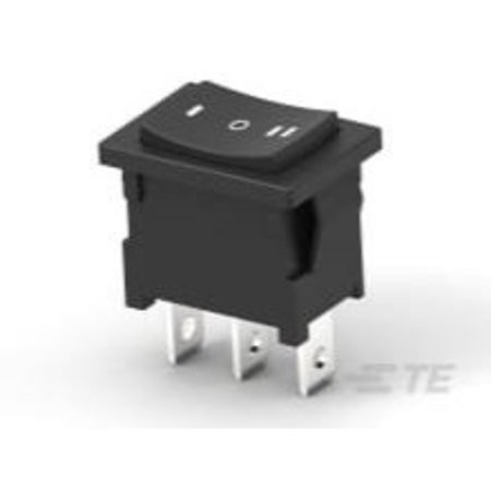 TE CONNECTIVITY Rocker Switch, Spdt, On-Off-On, Latched, 16A, Wire Terminal, Rocker Actuator, Panel Mount 1571079-9